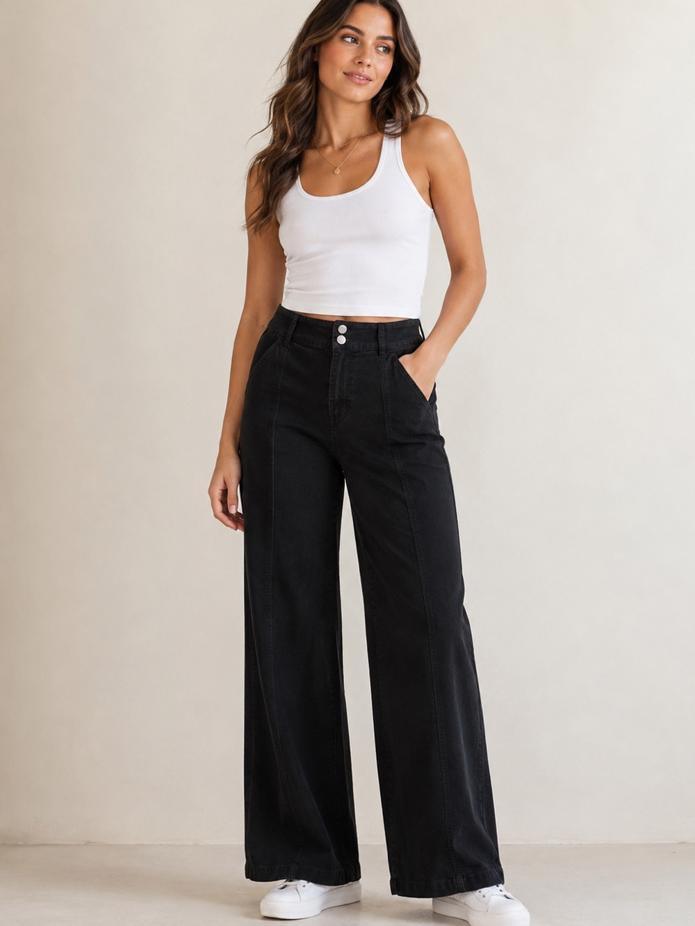 Knox Rose Women's High-Rise Wide-Leg Corduroy Pants